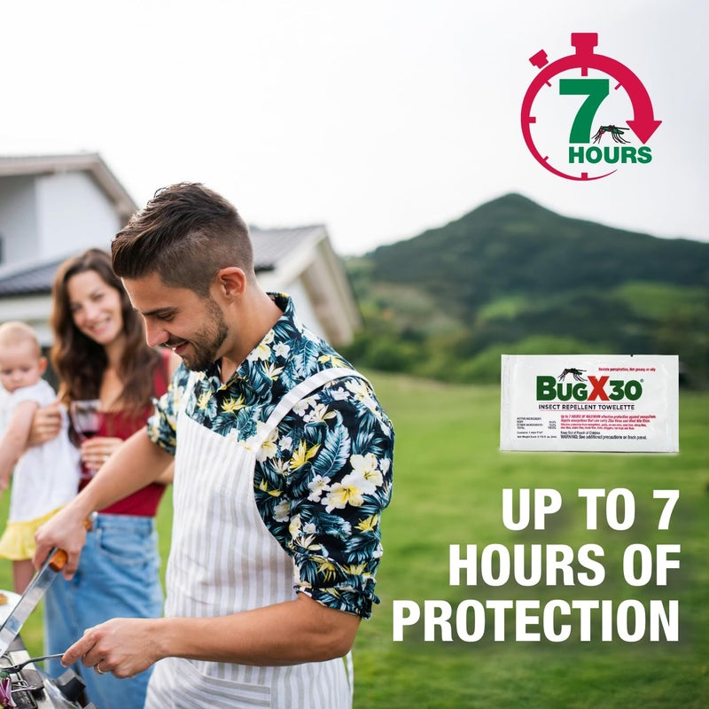 coretex Bug X 30 Mosquito, Tick, & Insect Repellent Wipes with 30% DEET - Fishbowl Pack of 50 Single-Use Bug Repellent Wipes for Up to 7 Hours of Reliable Protection Against 12 Types of Biting Insects - Image 4